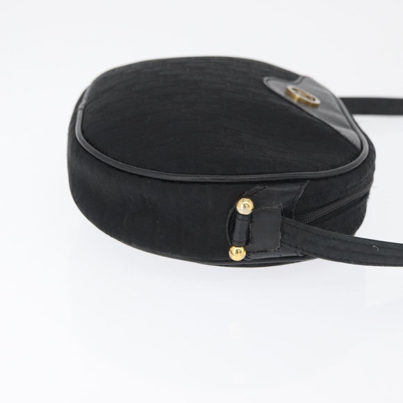 Christian Dior Trotter Canvas Shoulder Bag Black Gold Auth bs34928A