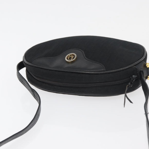 Christian Dior Trotter Canvas Shoulder Bag Black Gold Auth bs34928A