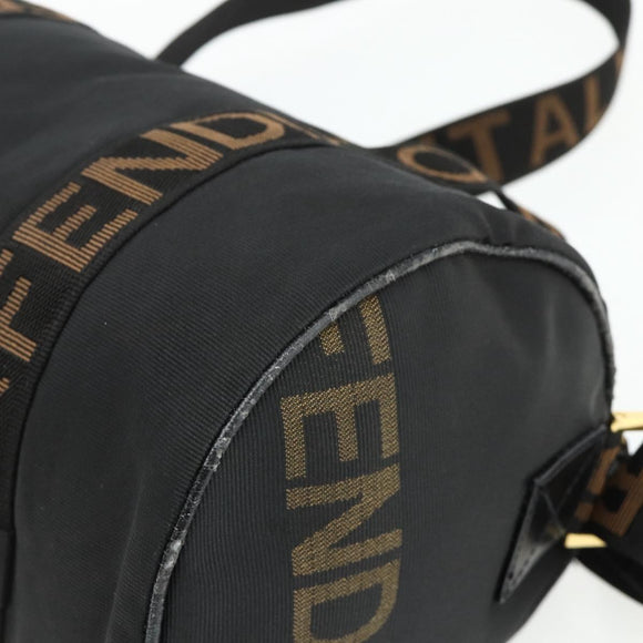 FENDI Hand Bag Nylon 2way Black Gold Auth bs34931