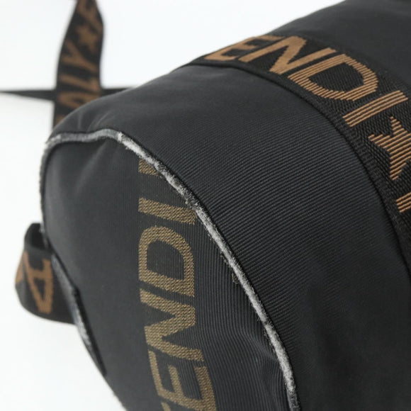 FENDI Hand Bag Nylon 2way Black Gold Auth bs34931