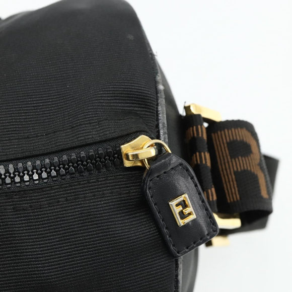 FENDI Hand Bag Nylon 2way Black Gold Auth bs34931