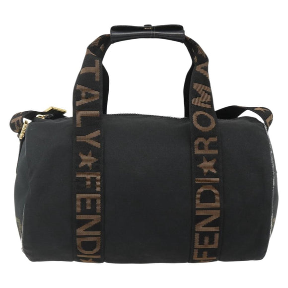 FENDI Hand Bag Nylon 2way Black Gold Auth bs34931