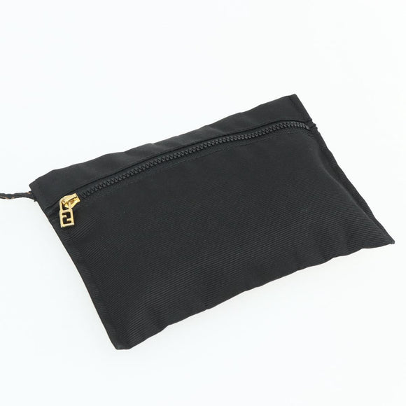 FENDI Hand Bag Nylon 2way Black Gold Auth bs34931
