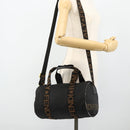 FENDI Hand Bag Nylon 2way Black Gold Auth bs34931-25