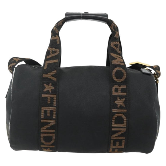 FENDI Hand Bag Nylon 2way Black Gold Auth bs34931
