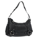 BALLY Shoulder Bag Leather Black Silver Auth bs34934A-1