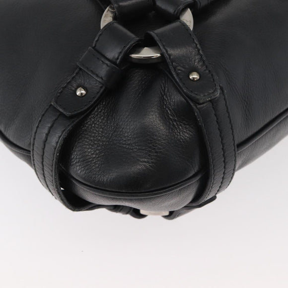 BALLY Shoulder Bag Leather Black Silver Auth bs34934A