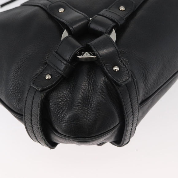 BALLY Shoulder Bag Leather Black Silver Auth bs34934A