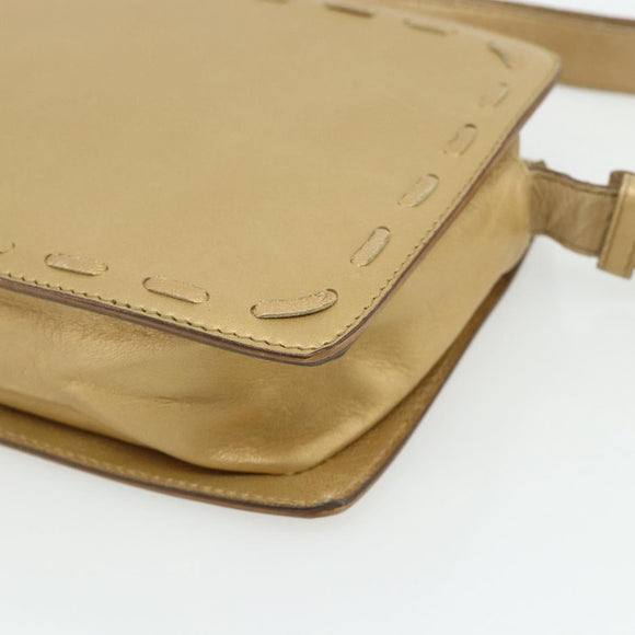 BOTTEGA VENETA Shoulder Bag Leather Gold Auth bs34935