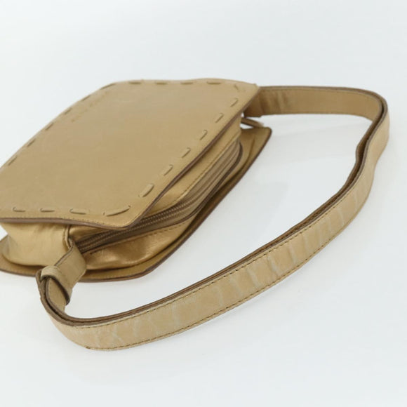BOTTEGA VENETA Shoulder Bag Leather Gold Auth bs34935