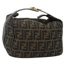 FENDI Zucca Canvas Hand Bag Black Brown Auth bs34936-1