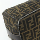 FENDI Zucca Canvas Hand Bag Black Brown Auth bs34936-16