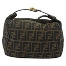 FENDI Zucca Canvas Hand Bag Black Brown Auth bs34936-13