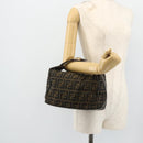 FENDI Zucca Canvas Hand Bag Black Brown Auth bs34936-22