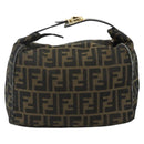 FENDI Zucca Canvas Hand Bag Black Brown Auth bs34936-2