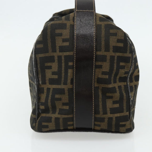 FENDI Zucca Canvas Hand Bag Black Brown Auth bs34936