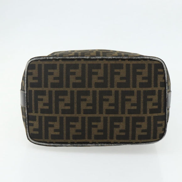 FENDI Zucca Canvas Hand Bag Black Brown Auth bs34936