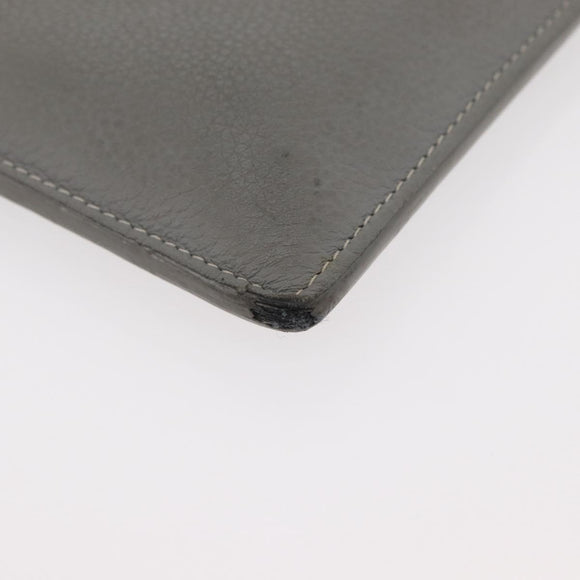Christian Dior Clutch Bag Leather Gray Silver Auth bs34937