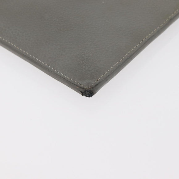 Christian Dior Clutch Bag Leather Gray Silver Auth bs34937