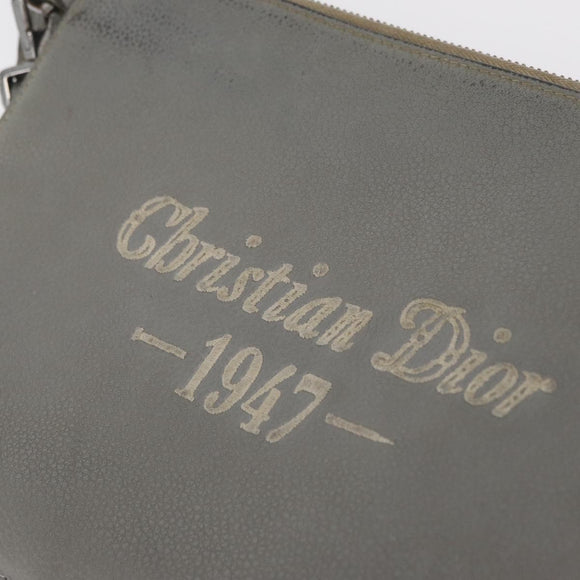 Christian Dior Clutch Bag Leather Gray Silver Auth bs34937