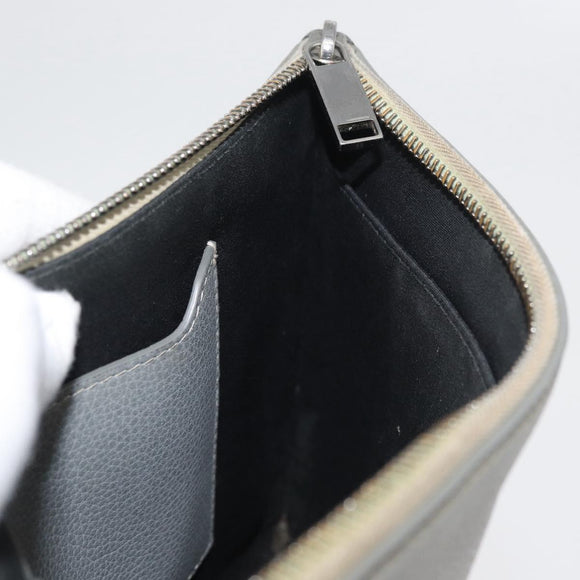 Christian Dior Clutch Bag Leather Gray Silver Auth bs34937