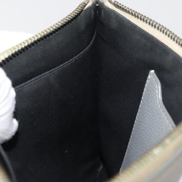 Christian Dior Clutch Bag Leather Gray Silver Auth bs34937
