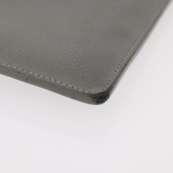 Christian Dior Clutch Bag Leather Gray Silver Auth bs34937