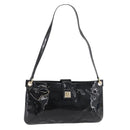 Salvatore Ferragamo Gancini Shoulder Bag Patent leather Black Gold Auth bs34939-1