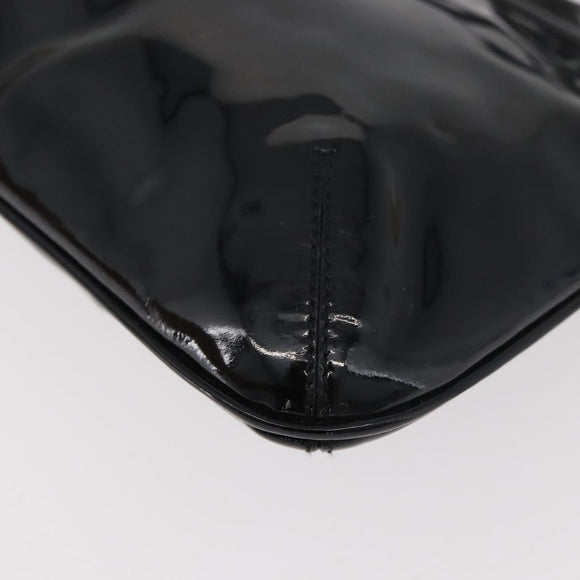 Salvatore Ferragamo Gancini Shoulder Bag Patent leather Black Gold Auth bs34939
