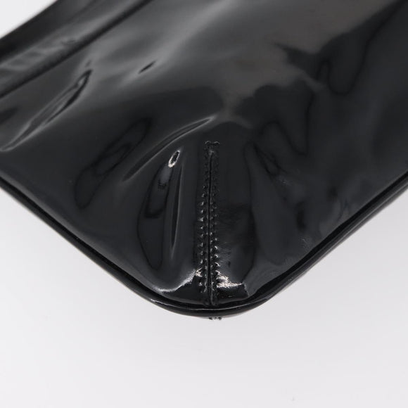 Salvatore Ferragamo Gancini Shoulder Bag Patent leather Black Gold Auth bs34939