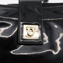 Salvatore Ferragamo Gancini Shoulder Bag Patent leather Black Gold Auth bs34939-10