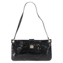 Salvatore Ferragamo Gancini Shoulder Bag Patent leather Black Gold Auth bs34939-13
