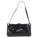 Salvatore Ferragamo Gancini Shoulder Bag Patent leather Black Gold Auth bs34939-2