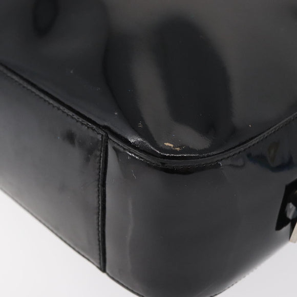 Salvatore Ferragamo Tote Bag Patent leather Black Silver Auth bs34940