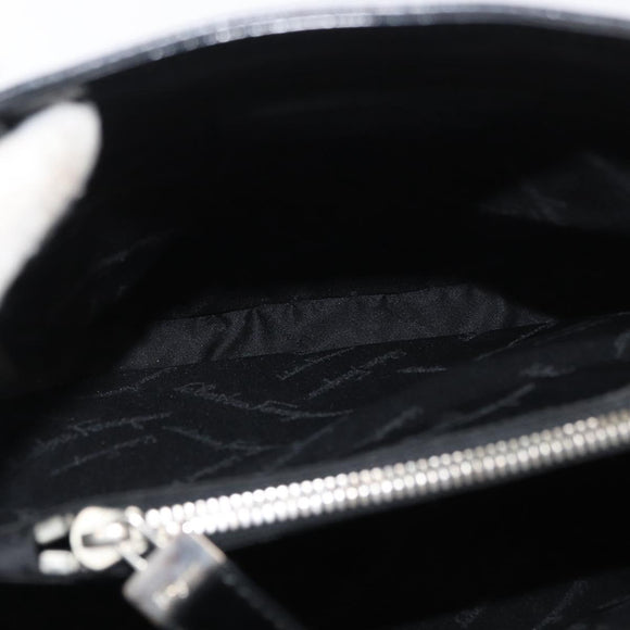 Salvatore Ferragamo Tote Bag Patent leather Black Silver Auth bs34940