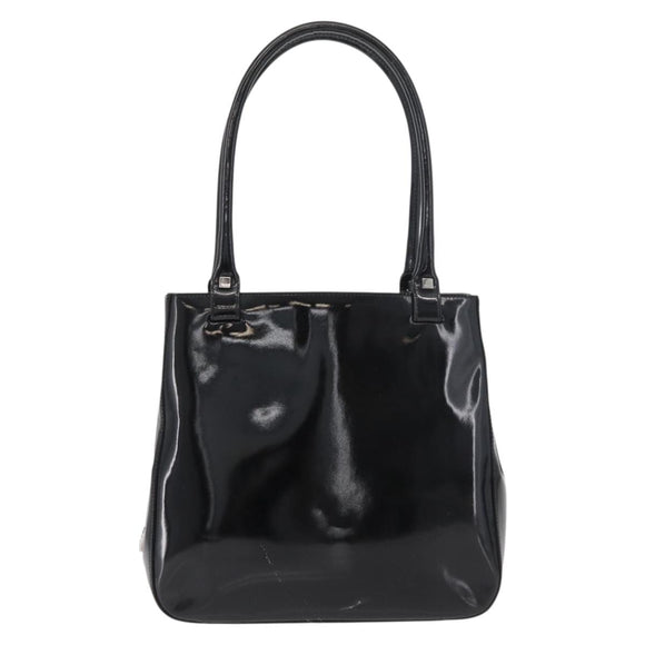 Salvatore Ferragamo Tote Bag Patent leather Black Silver Auth bs34940