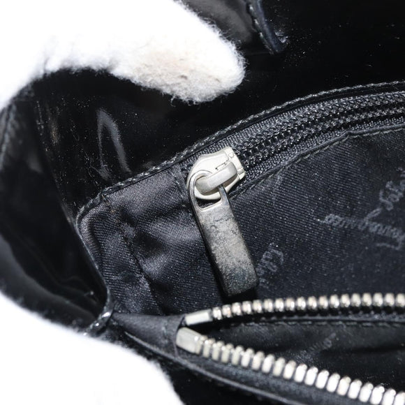 Salvatore Ferragamo Tote Bag Patent leather Black Silver Auth bs34940
