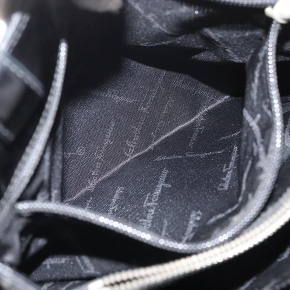 Salvatore Ferragamo Tote Bag Patent leather Black Silver Auth bs34940