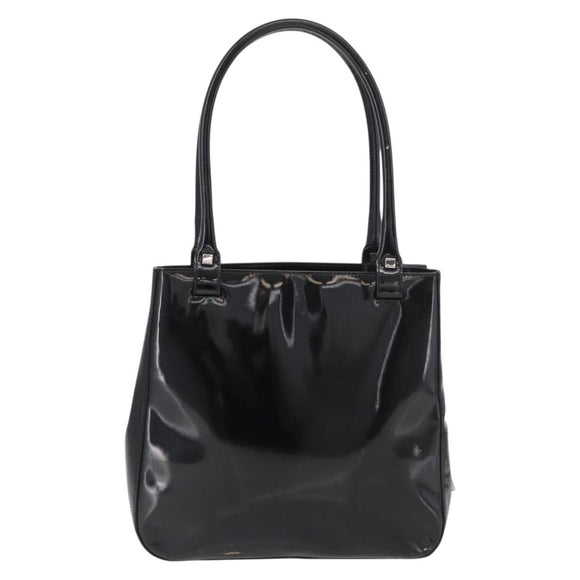 Salvatore Ferragamo Tote Bag Patent leather Black Silver Auth bs34940