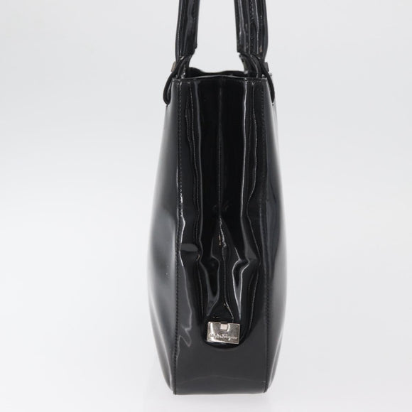 Salvatore Ferragamo Tote Bag Patent leather Black Silver Auth bs34940