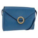 CELINE Circle Shoulder Bag Leather Blue Gold Auth bs34941-1