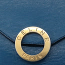 CELINE Circle Shoulder Bag Leather Blue Gold Auth bs34941-14