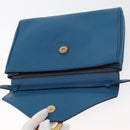 CELINE Circle Shoulder Bag Leather Blue Gold Auth bs34941-15