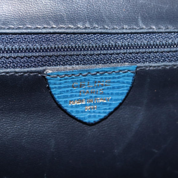 CELINE Circle Shoulder Bag Leather Blue Gold Auth bs34941