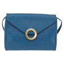 CELINE Circle Shoulder Bag Leather Blue Gold Auth bs34941-2
