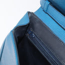 CELINE Circle Shoulder Bag Leather Blue Gold Auth bs34941-20