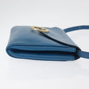 CELINE Circle Shoulder Bag Leather Blue Gold Auth bs34941-4