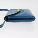 CELINE Circle Shoulder Bag Leather Blue Gold Auth bs34941-5