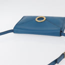 CELINE Circle Shoulder Bag Leather Blue Gold Auth bs34941-6