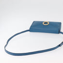 CELINE Circle Shoulder Bag Leather Blue Gold Auth bs34941-7